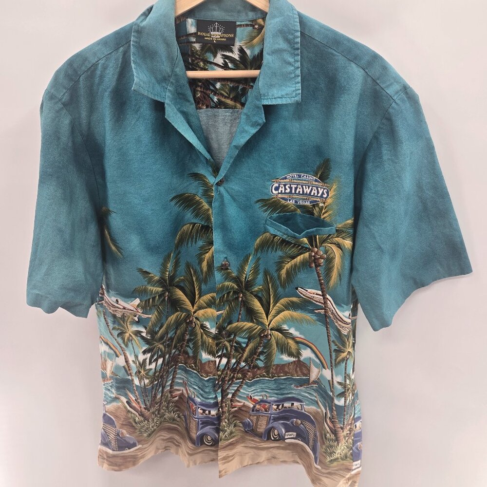 Vintage Royal Creations Las Vegas Castaways Hotel Button Down Shirt Size L